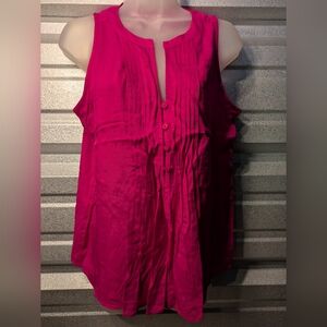 LOFT Fuchsia Sleeveless Pleated Blouse Size Xs